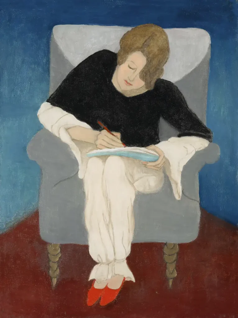 Señora escribiendo en un sillón. Estenografía: Mujer suiza en pijama.1929. The Gabriele Münter and Johannes Eichner Foundation. Múnich (c) Gabriele Münter VEGAP. Madrid. 2024