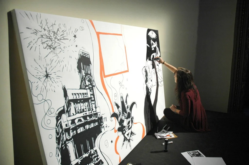 artista Elennon pintando